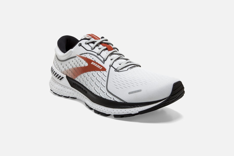 Adrenaline GTS 21 Road Brooks Running Shoes NZ Mens - White/Black/Orange - KAJPWH-351